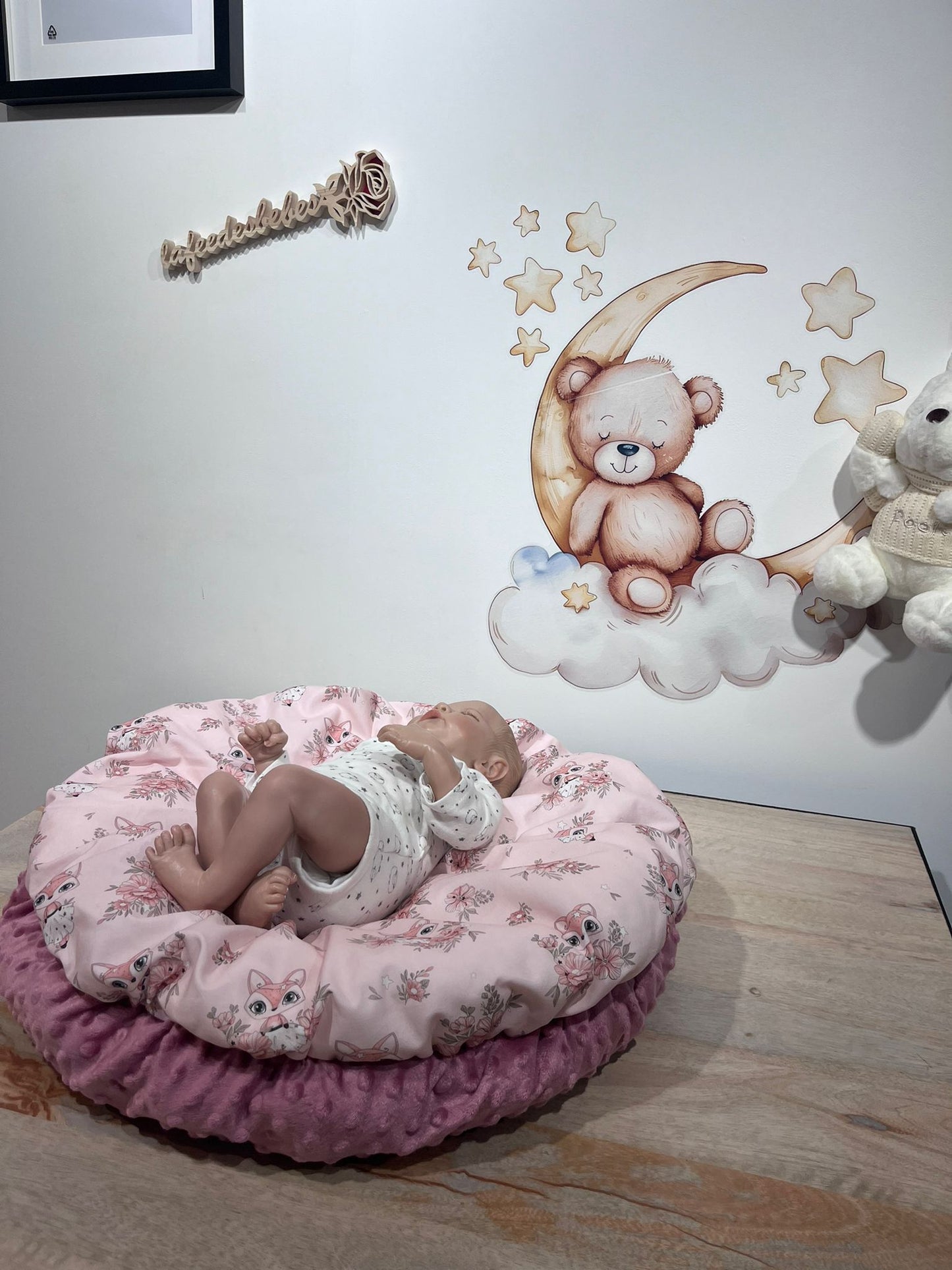 Œuf Cocon Rose & Rose motif renard