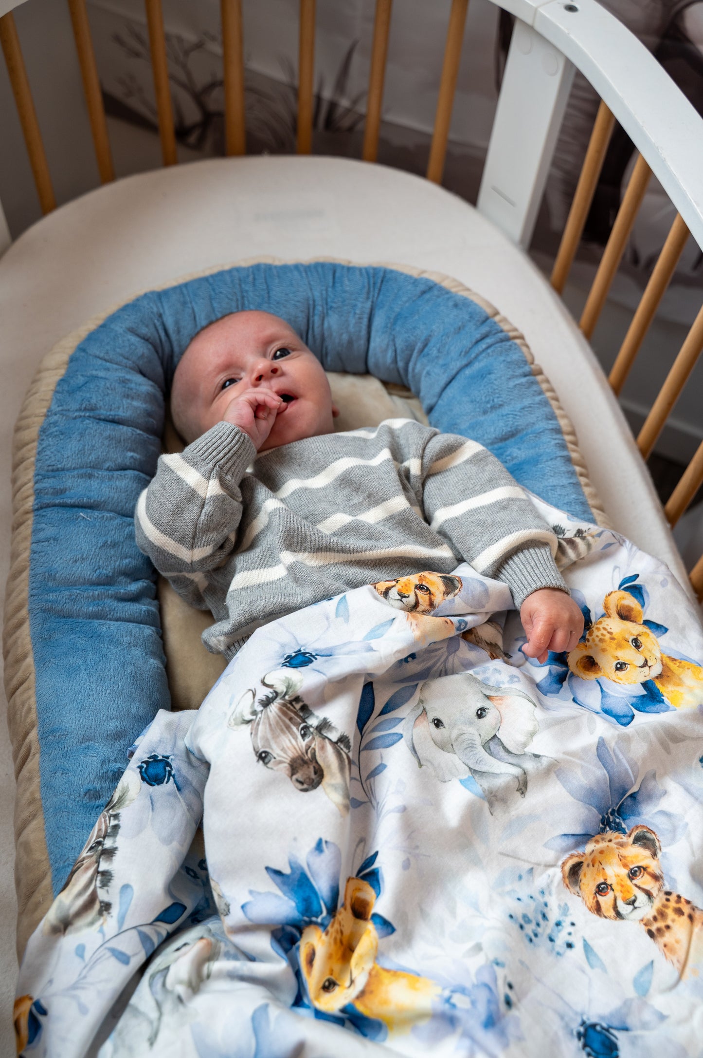 Couverture Bleu Motif Savane