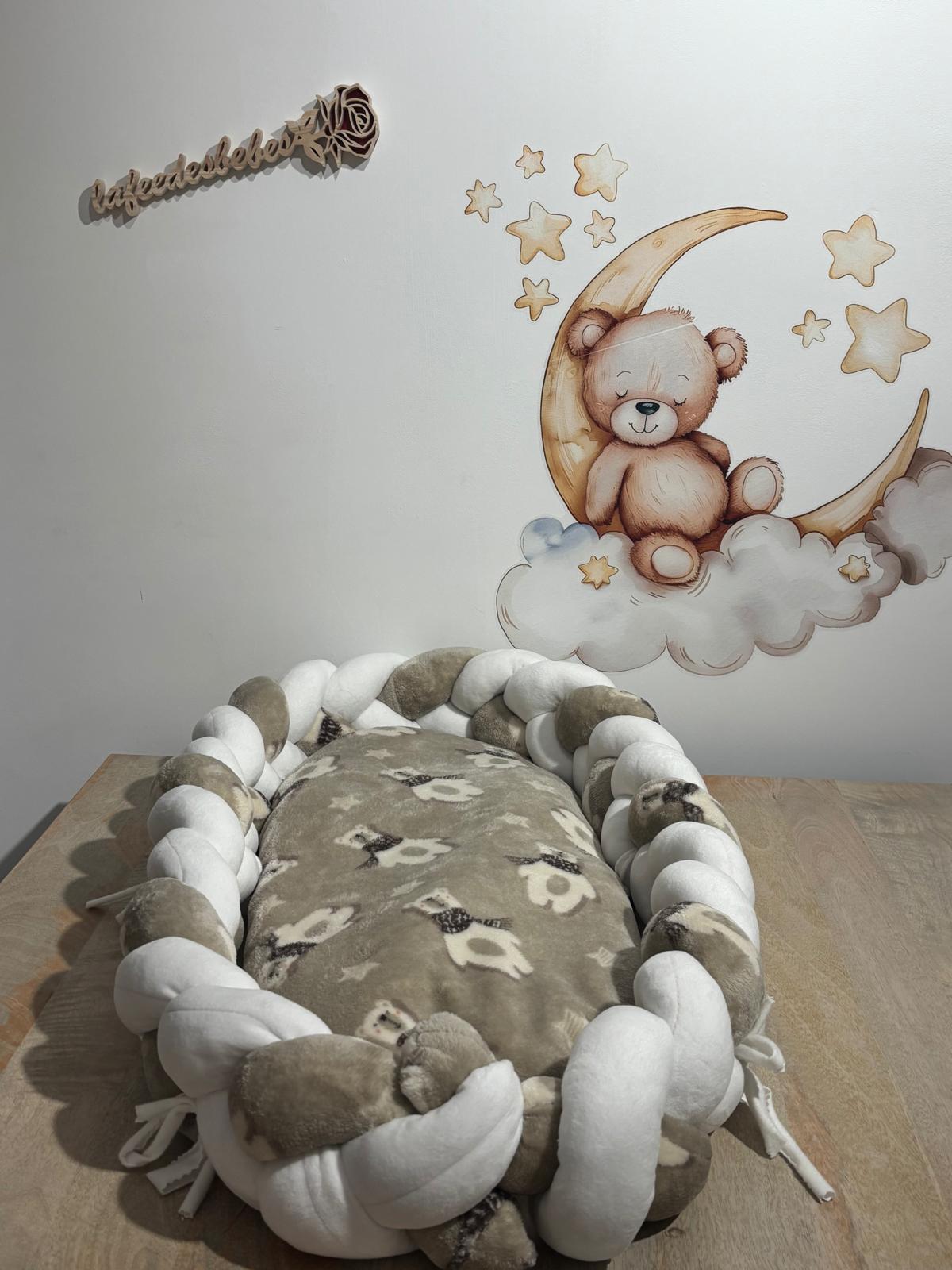 Matelas Tressé Blanc & Marron Motif Ourson