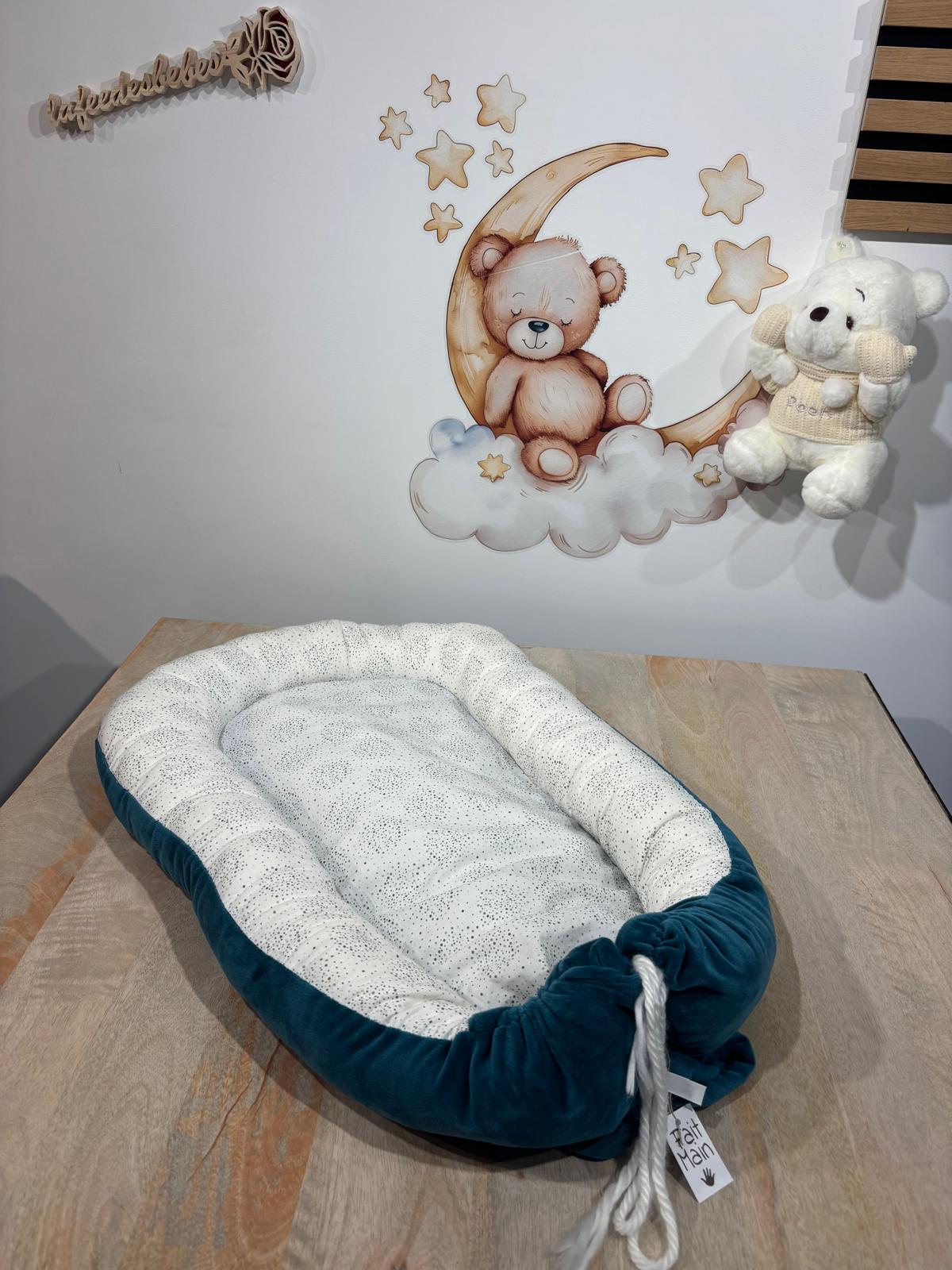 Réducteur de Lit Bleu & Blanc petit pois