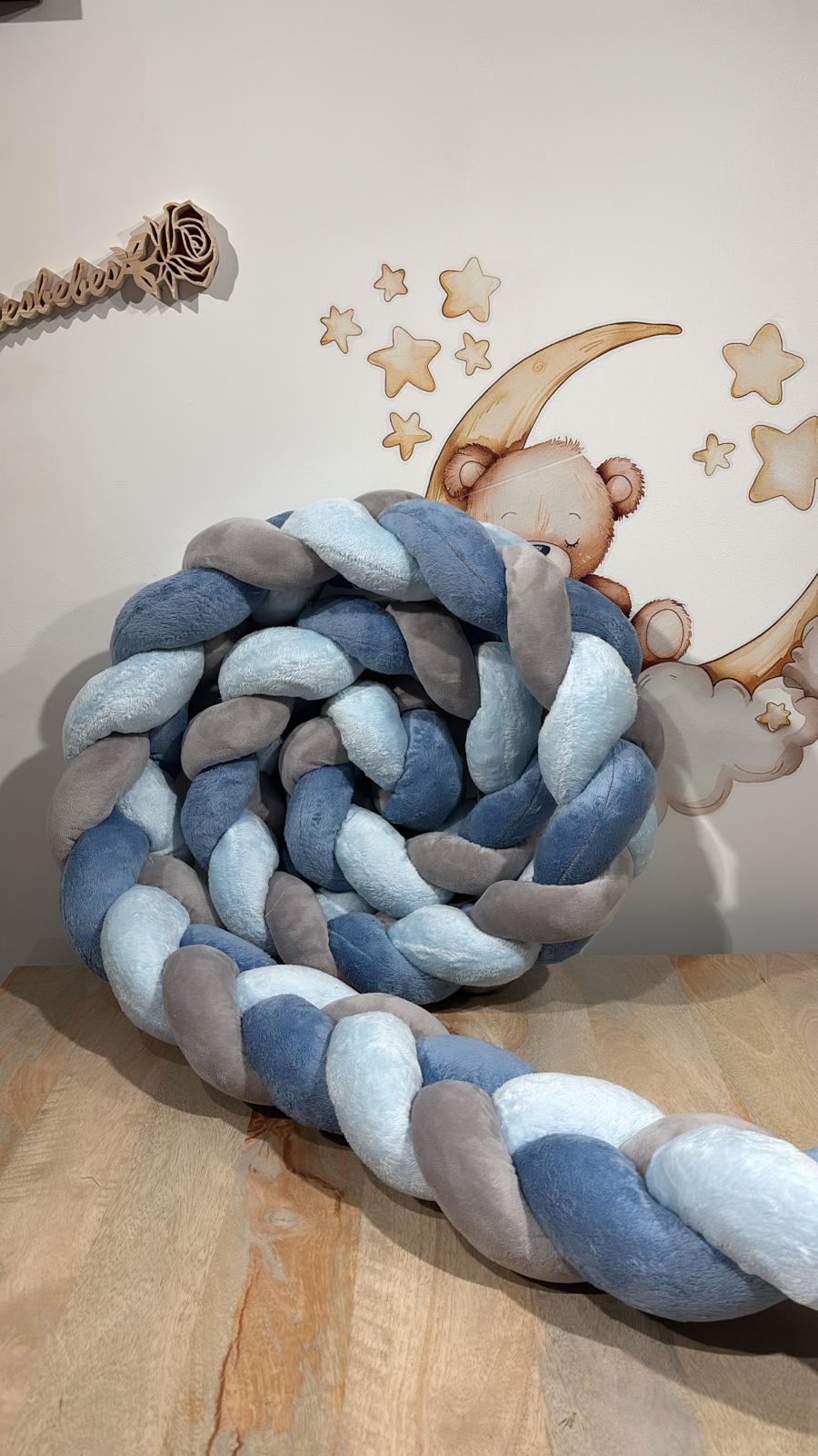 Tresse de Lit Bleu foncé, Bleu clair & Gris foncé