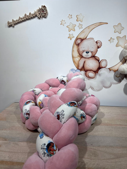 Tresse de Lit Rose & Blanc motif princesse