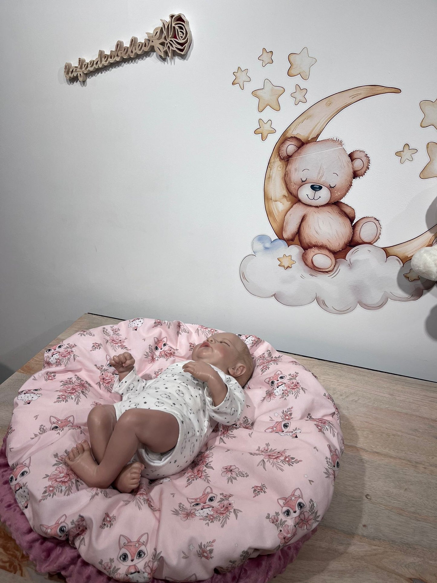 Œuf Cocon Rose & Rose motif renard