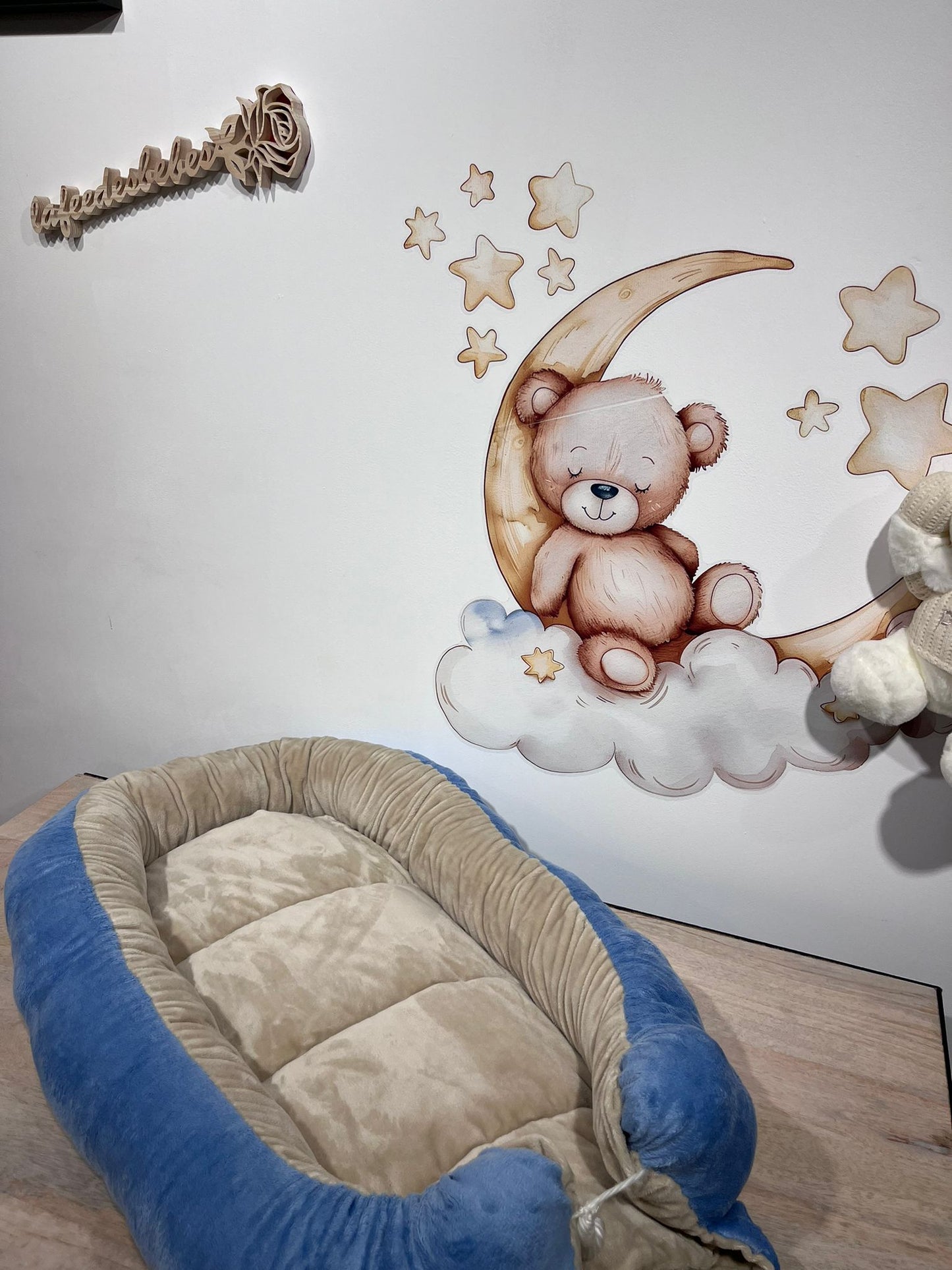 Réducteur de Lit Bleu & Beige