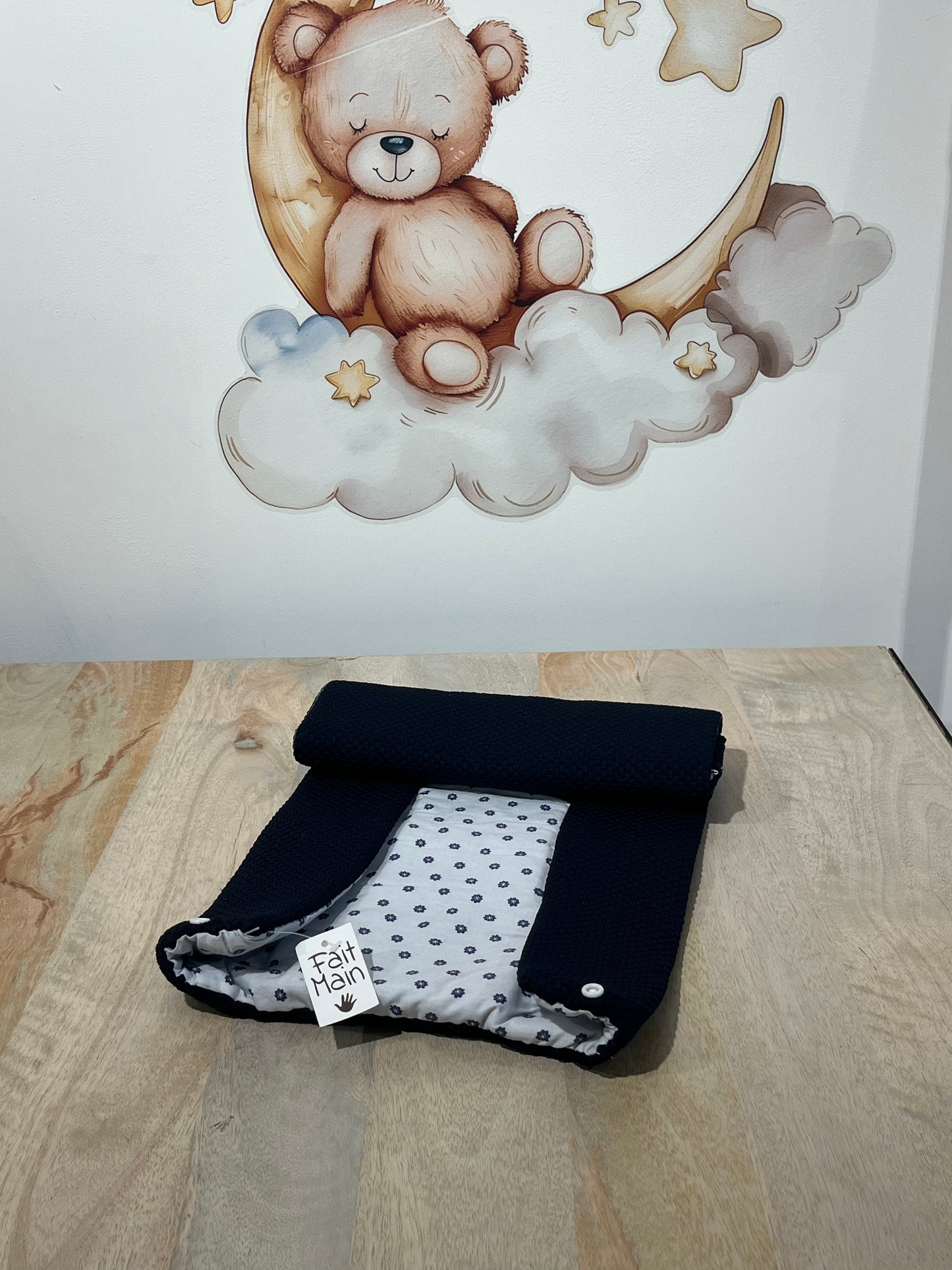 Tapis Nomade Bleu Foncé & Bleu Clair Motif Fleurs