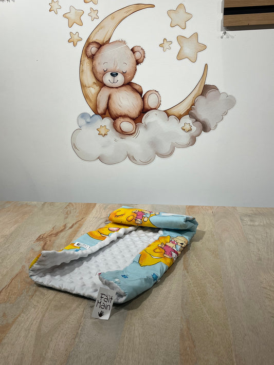 Tapis Nomade Bleu Motif Ourson & Blanc