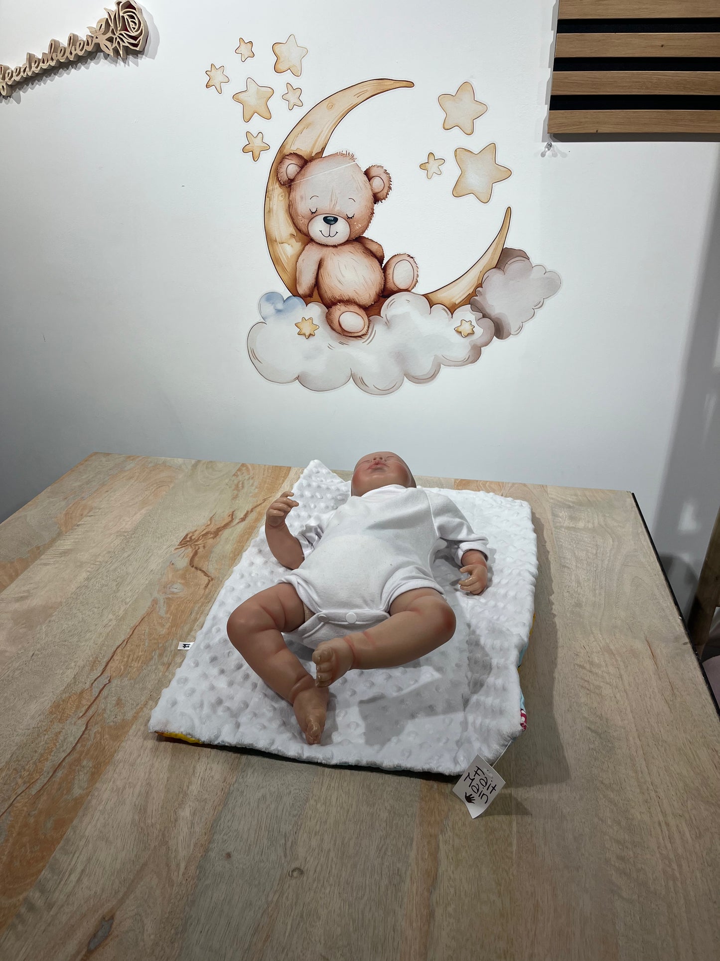 Tapis Nomade Bleu Motif Ourson & Blanc