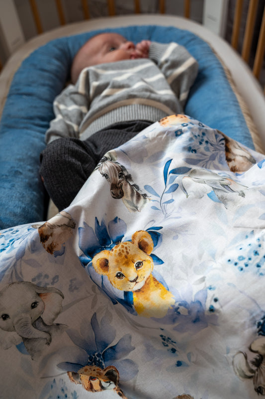 Couverture Bleu Motif Savane