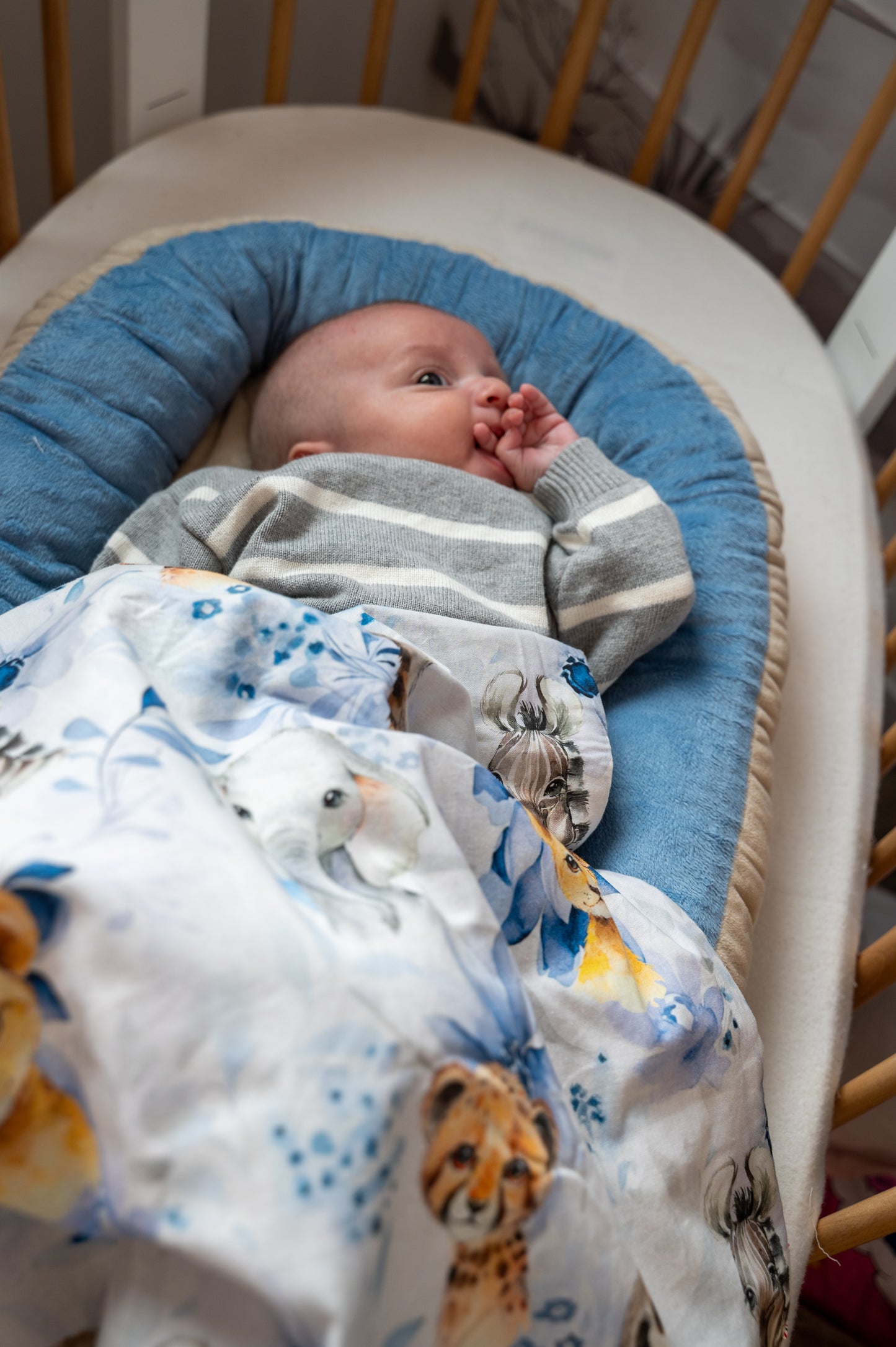 Couverture Bleu Motif Savane