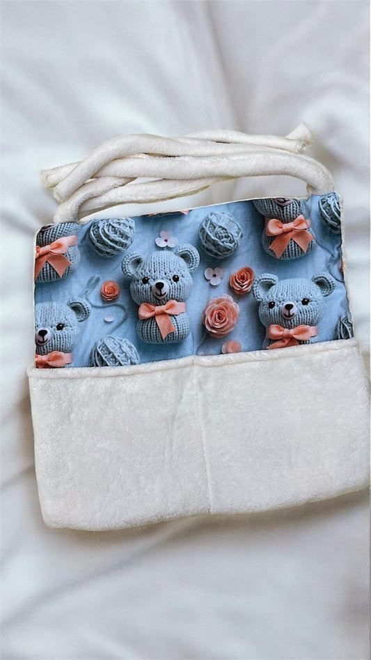 Range Doudou & Tétine Beige & Bleu 3D