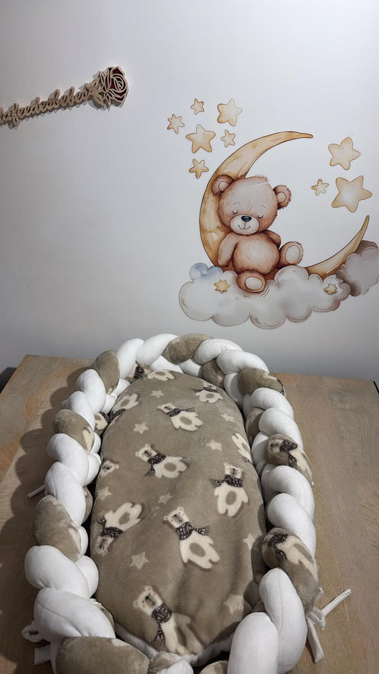 Matelas Tressé Blanc & Marron Motif Ourson