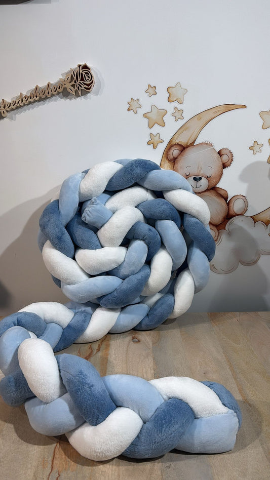 Tresse de Lit Bleu foncé, Bleu clair & Blanc