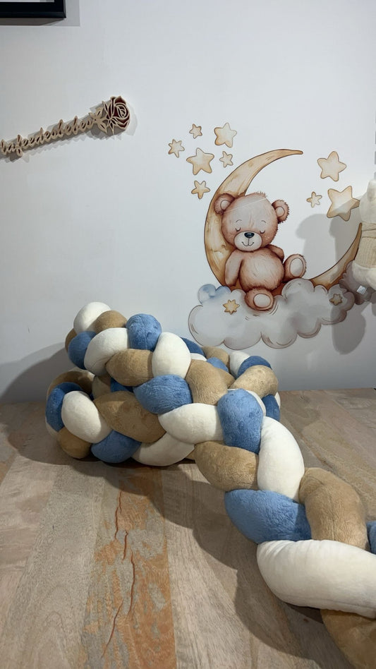 Tresse de Lit Bleu foncé, Blanc & Champagne