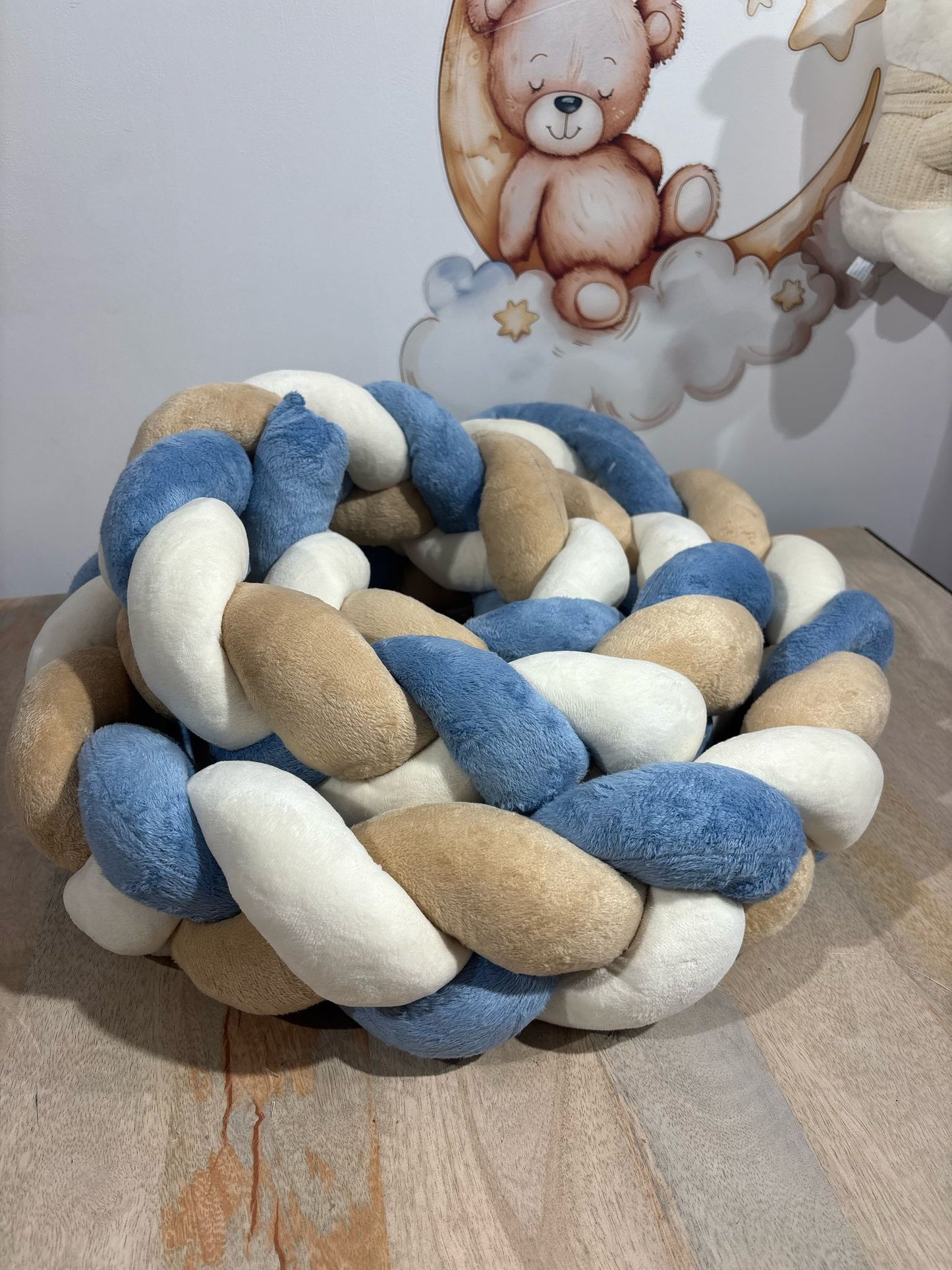 Tresse de Lit Bleu foncé, Blanc & Champagne