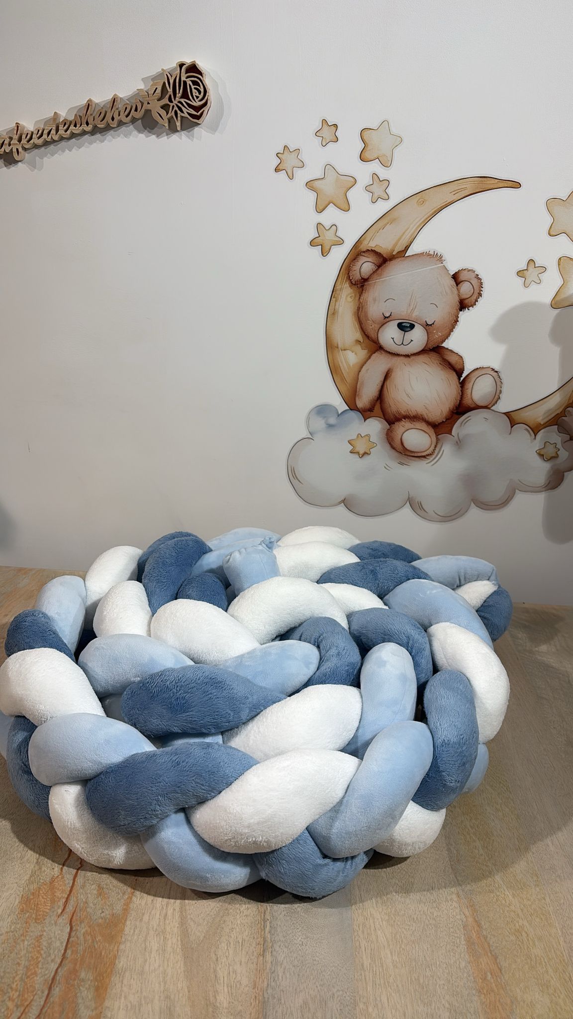 Tresse de Lit Bleu foncé, Bleu clair & Blanc